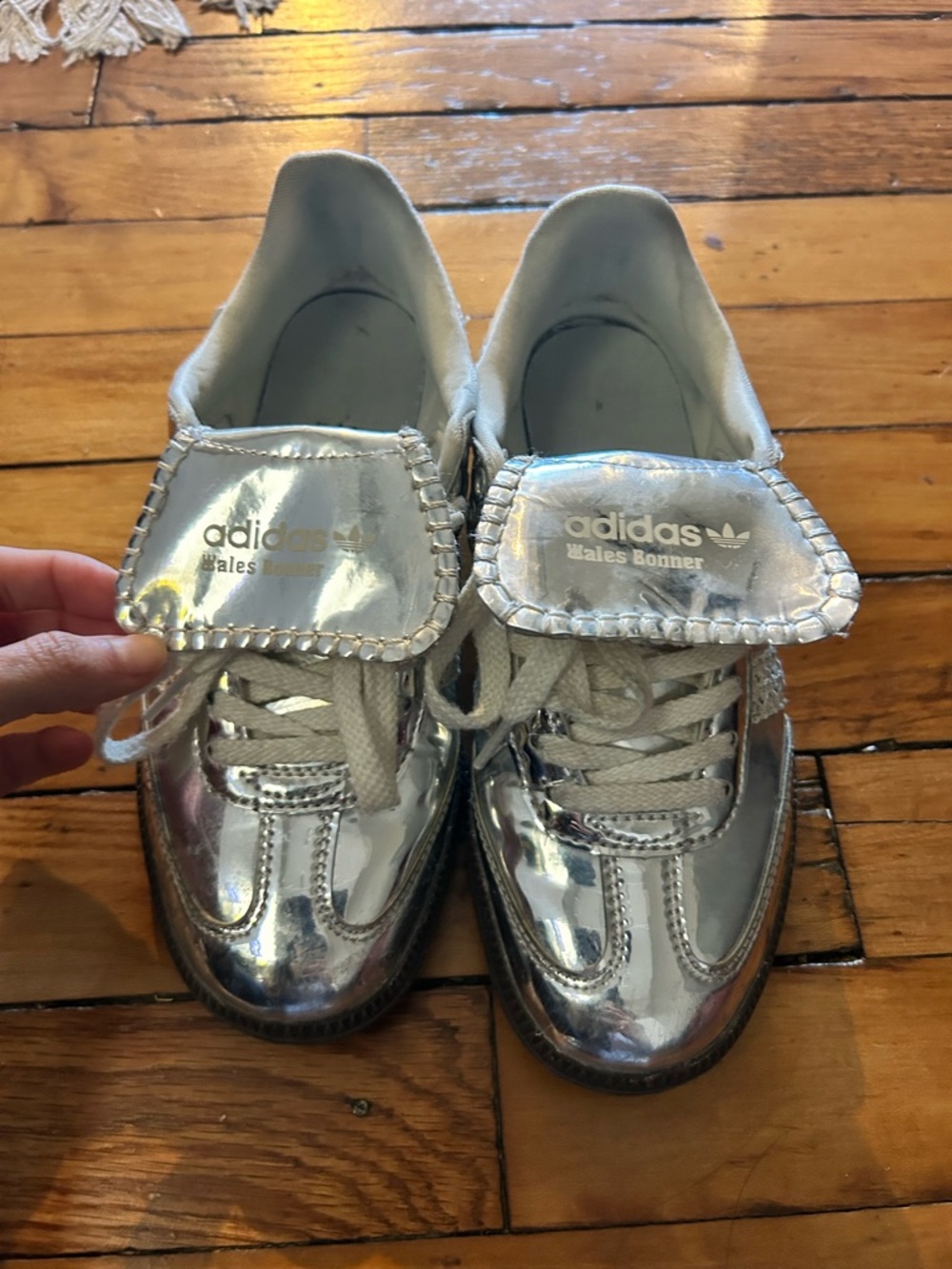 adidas Silver Metallic Low-Top Lace-Up Sneakers